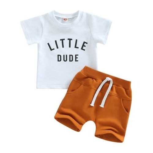 Little Dude Short Sleeve Set | Baby Boy Clothes | T-Shirt | Top