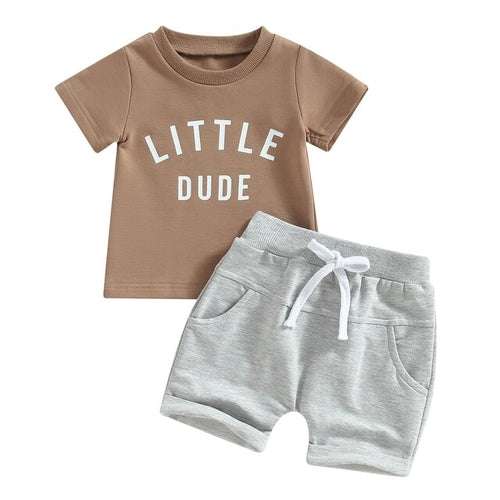 Little Dude Short Sleeve Set | Baby Boy Clothes | T-Shirt | Top