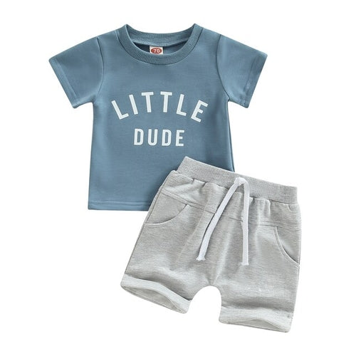 Little Dude Short Sleeve Set | Baby Boy Clothes | T-Shirt | Top