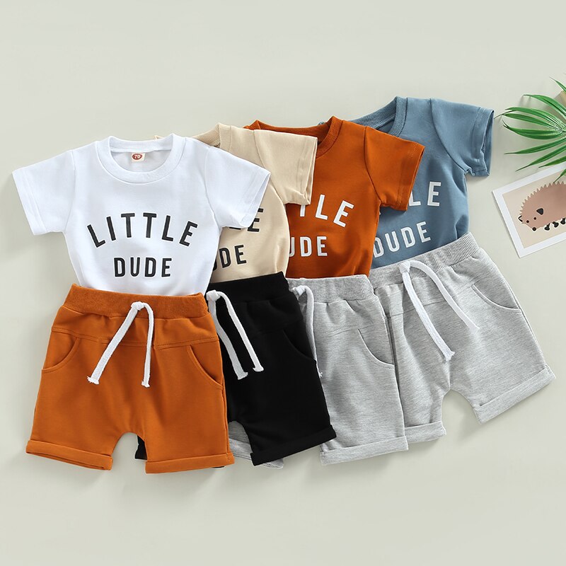 Little Dude Short Sleeve Set | Baby Boy Clothes | T-Shirt | Top