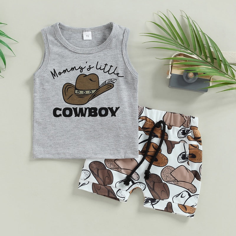 Cowboy Summer Set | Clothing Set | Shorts Set | Sleeveless T Shirt