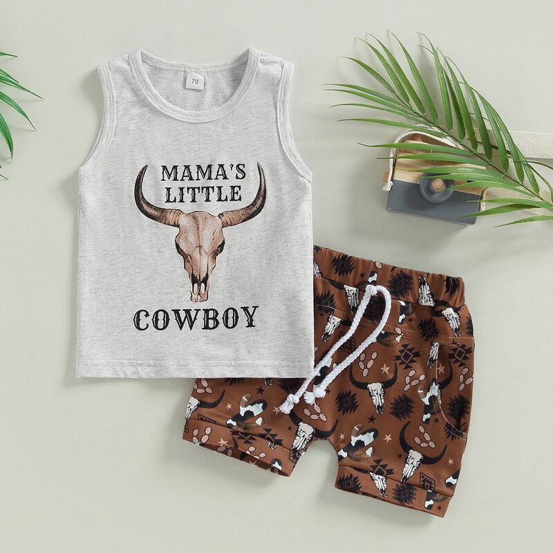 Cowboy Summer Set | Clothing Set | Shorts Set | Sleeveless T Shirt