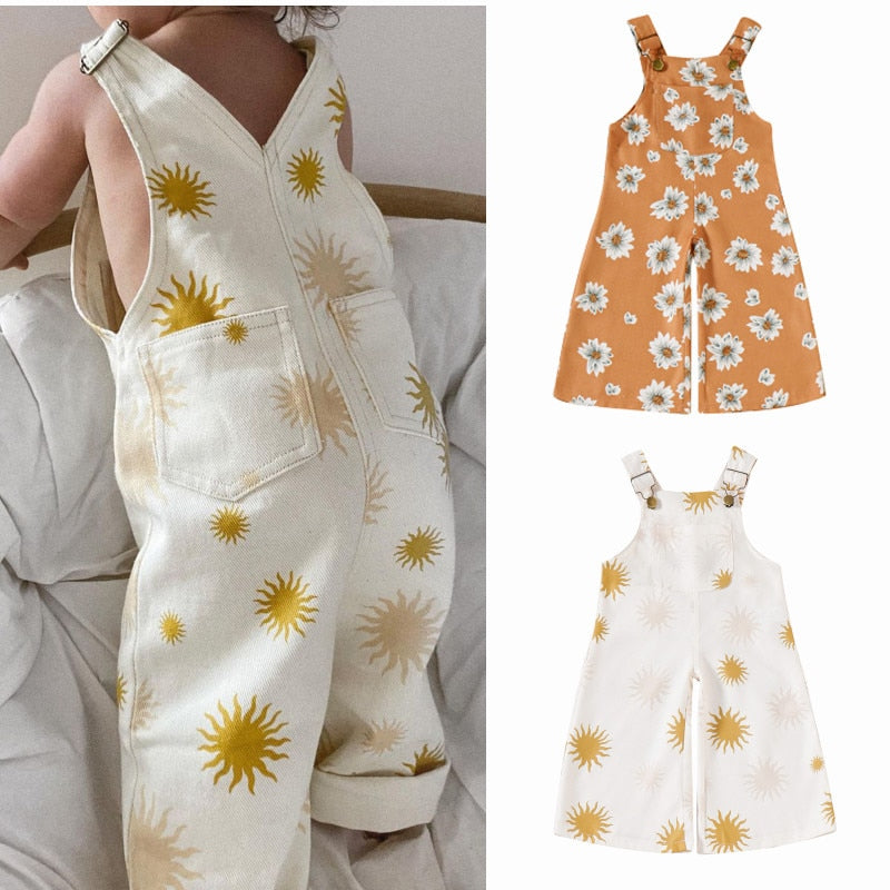 Floral & Sun Overalls | Baby Jumpsuit |Toddler Romper