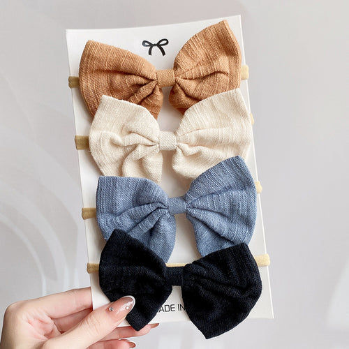 Cotton Solid Headband Bow Set | Waffle Bow | Headbands | Hair Band