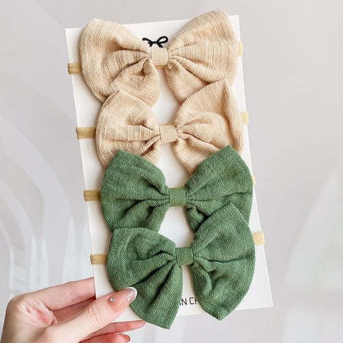 Cotton Solid Headband Bow Set | Waffle Bow | Headbands | Hair Band