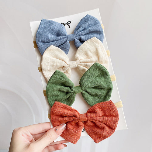 Cotton Solid Headband Bow Set | Waffle Bow | Headbands | Hair Band