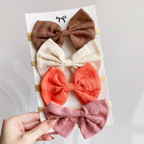 Cotton Solid Headband Bow Set | Waffle Bow | Headbands | Hair Band