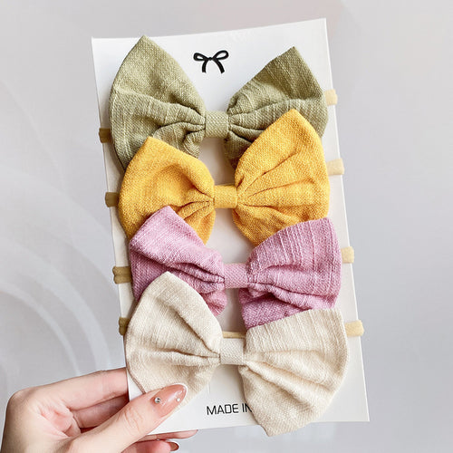 Cotton Solid Headband Bow Set | Waffle Bow | Headbands | Hair Band