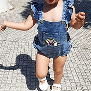 Denim Rainbow Romper | Rompers For NB | Romper Onesies