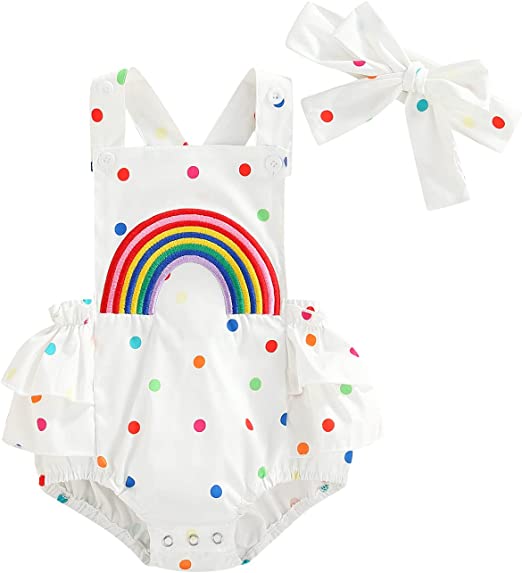 Sweet Rainbow Romper | Headband | Baby Girl Summer Clothes | Jumpsuit