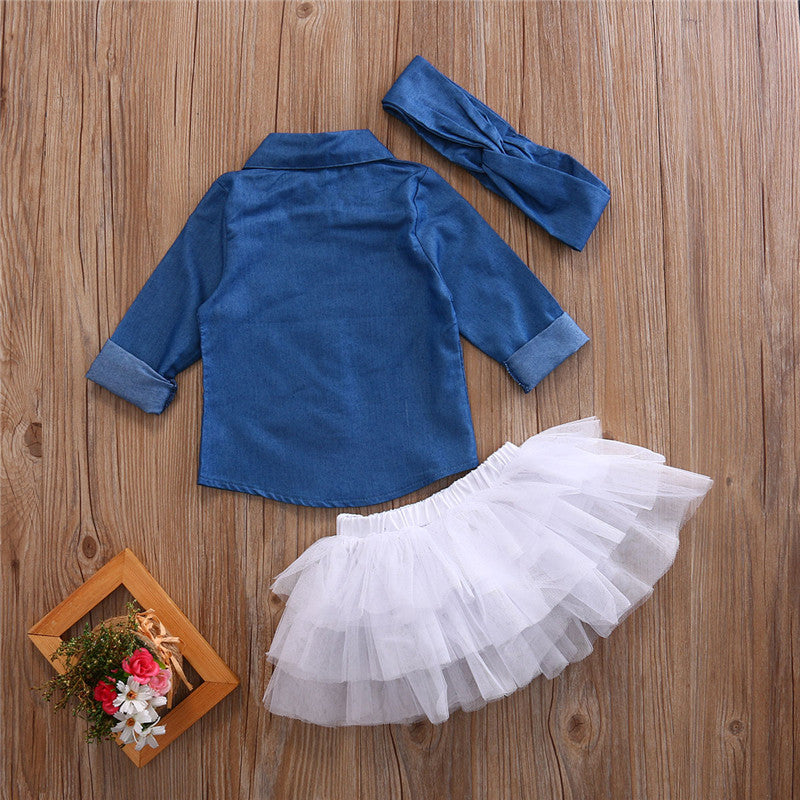 Fashionista Outfit - Denim, Skirt & Headband 3/pcs
