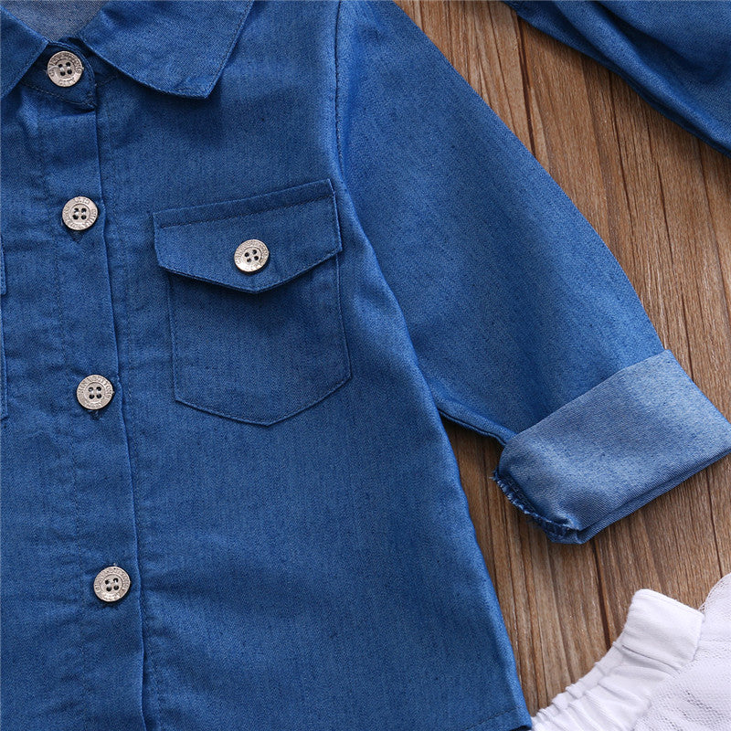 Fashionista Outfit - Denim, Skirt & Headband 3/pcs