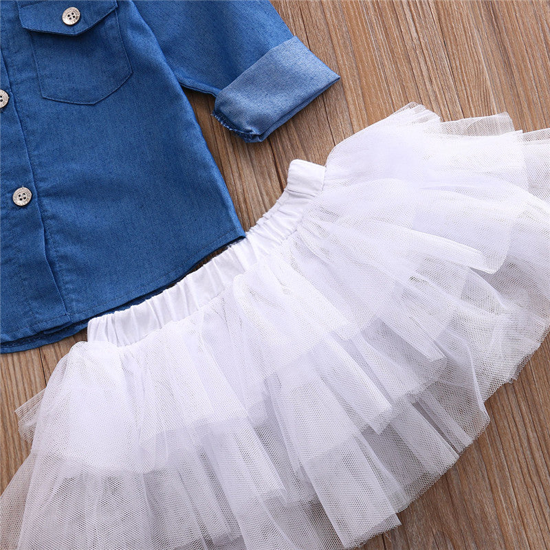 Fashionista Outfit - Denim, Skirt & Headband 3/pcs