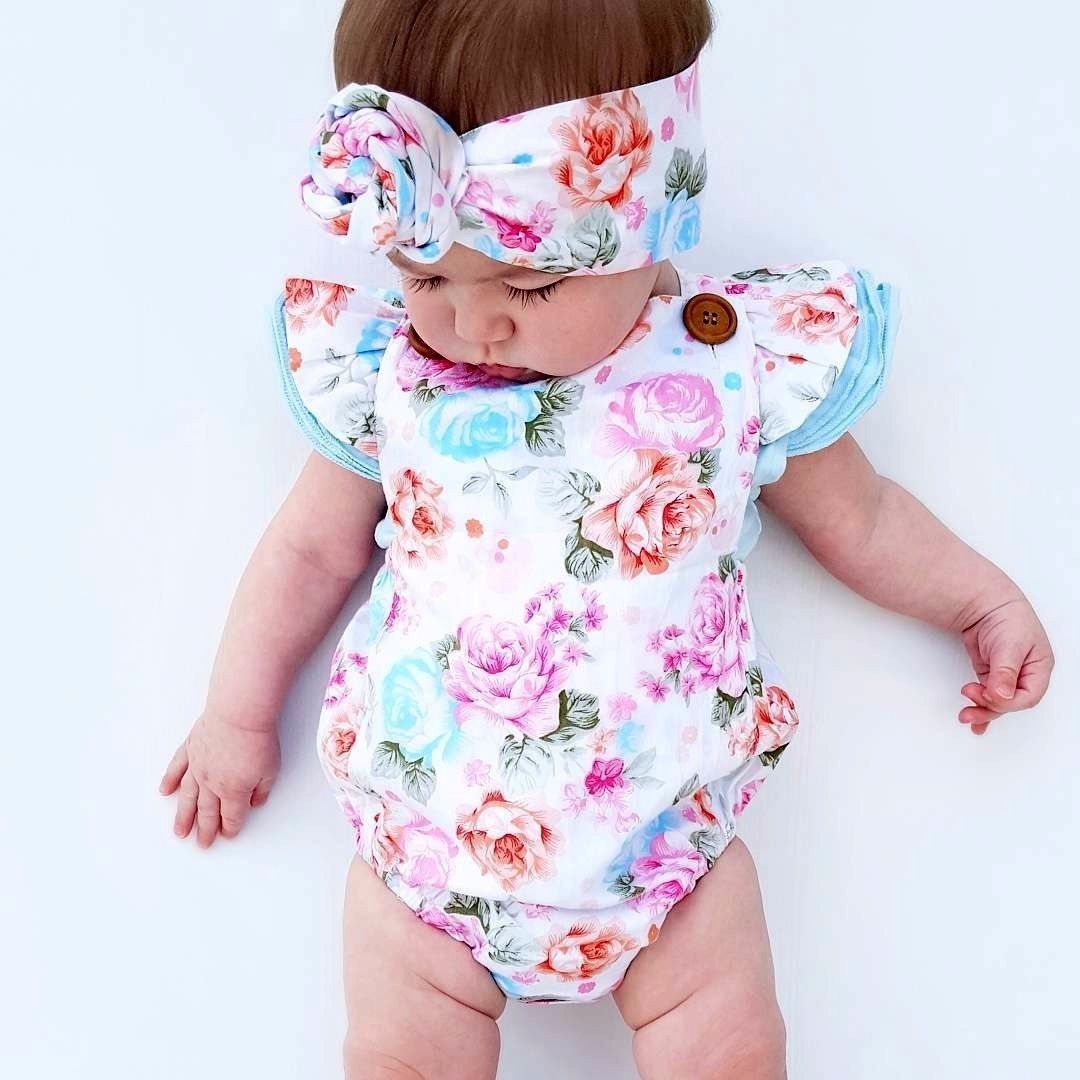 Floral Bodysuit & Bow | Sleeveless Bodysuit | Jumpsuit | Summer Clothe