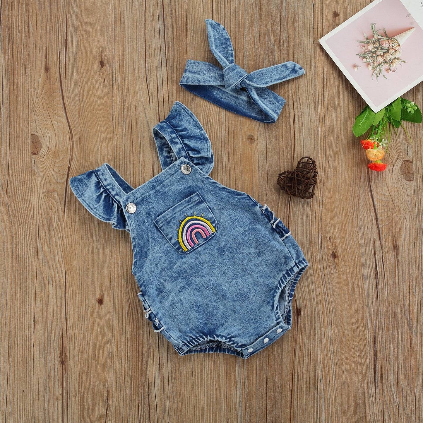 Denim Rainbow Romper | Rompers For NB | Romper Onesies