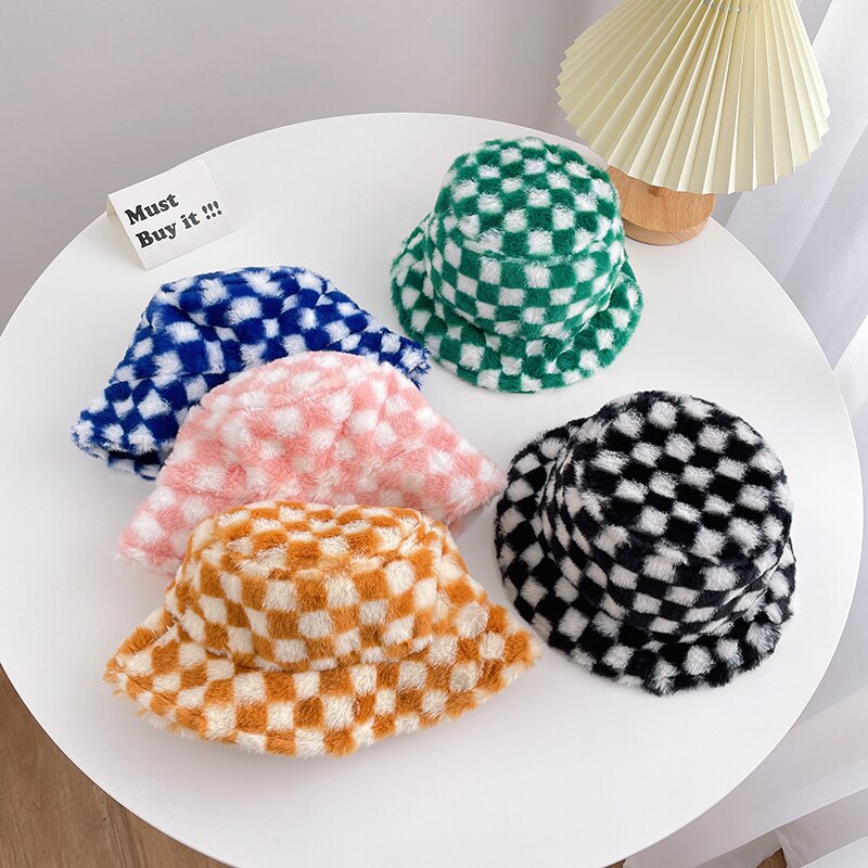 Child Checker Fluff Bucket Hat