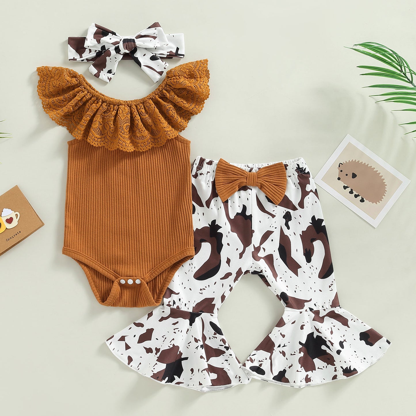 Lace Gril Sassy Set | Ribbed Romper | Top | Long Pants | Outfit