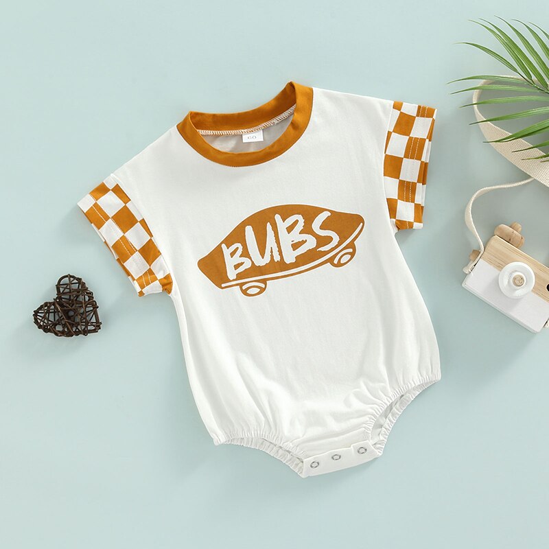 Bubs Print Checker Onesie Romper | Baby Romper | Jumpsuit | Boy Romper