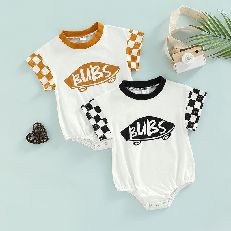 Bubs Print Checker Onesie Romper | Baby Romper | Jumpsuit | Boy Romper
