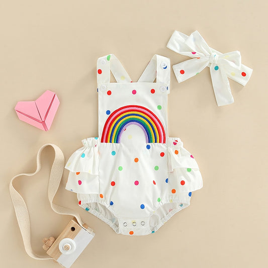 Sweet Rainbow Romper | Headband | Baby Girl Summer Clothes | Jumpsuit