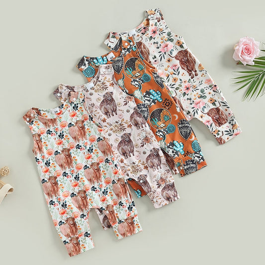 Newborn Western Romper | Flower Print Jumpsuit | Romper | Overall