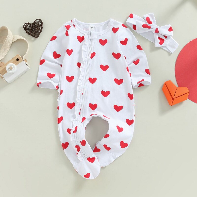 Heart Romper with Headbandb | Bodysuit | Rompers | Jumpsuit
