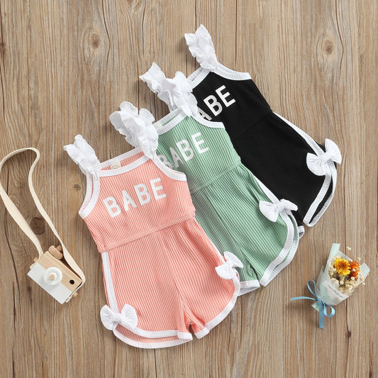 Sleeveless Babe Print Romper | Toddler Sleeveless Romper | Jumpsuit