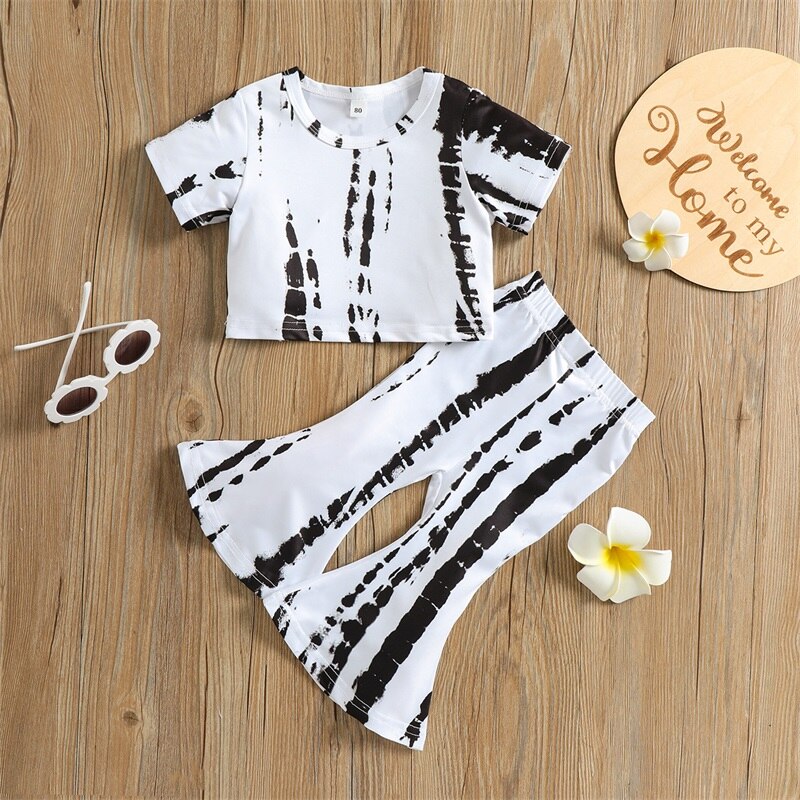 Bell Bottom Tie Dye Set | Baby Girl Clothe | Short Sleeve Tshirt | Top