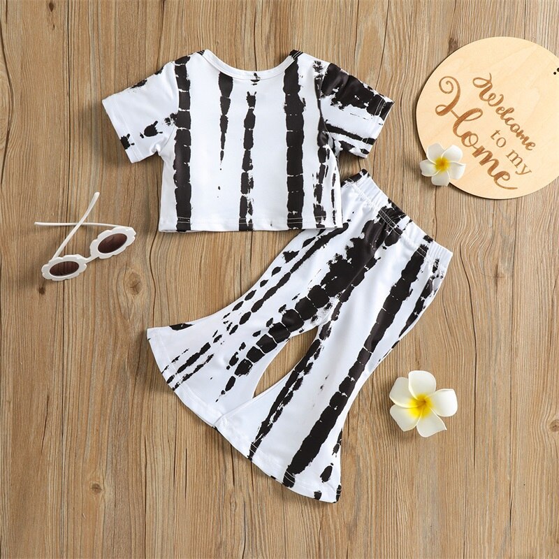 Bell Bottom Tie Dye Set | Baby Girl Clothe | Short Sleeve Tshirt | Top