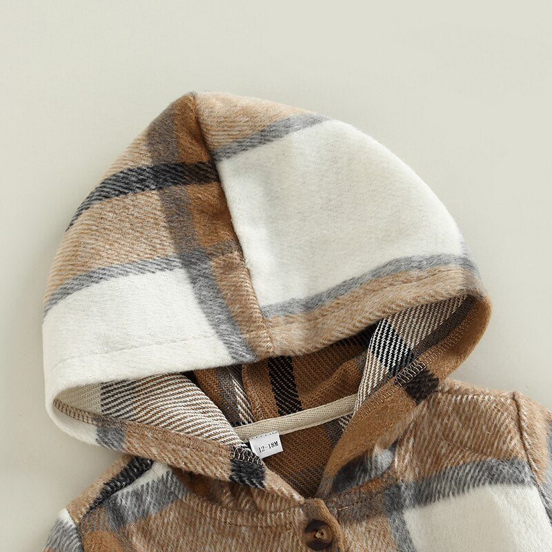 Long Sleeve Plaid Coat | Long Sleeve Jacket | Hoodie Coat with Belt