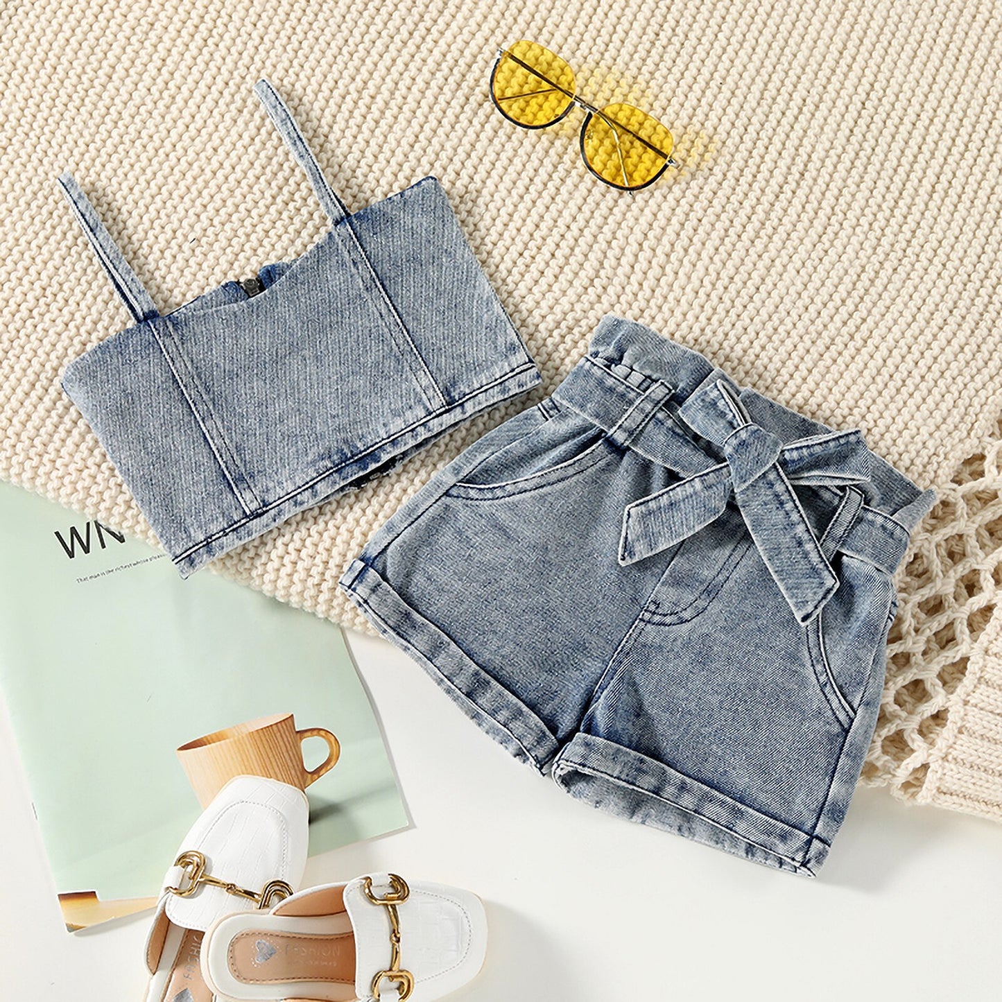 Deim Two Piece Set | Baby Fashion Outfits | Sleeveless Zipper | Tops