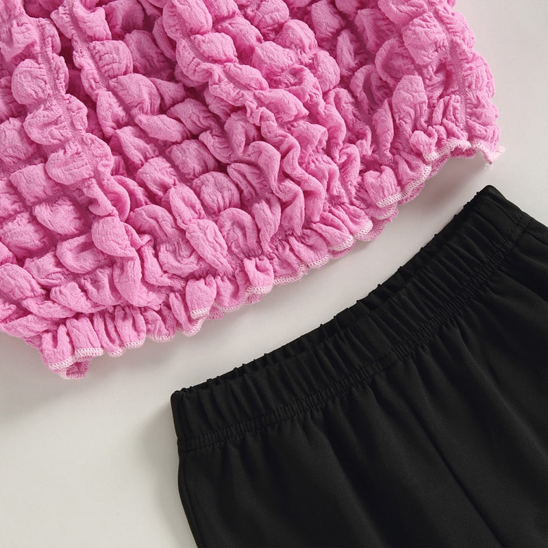 Top & Bell Set | Kids Girls Clothes | 3Pcs Suits | Tops | Pants