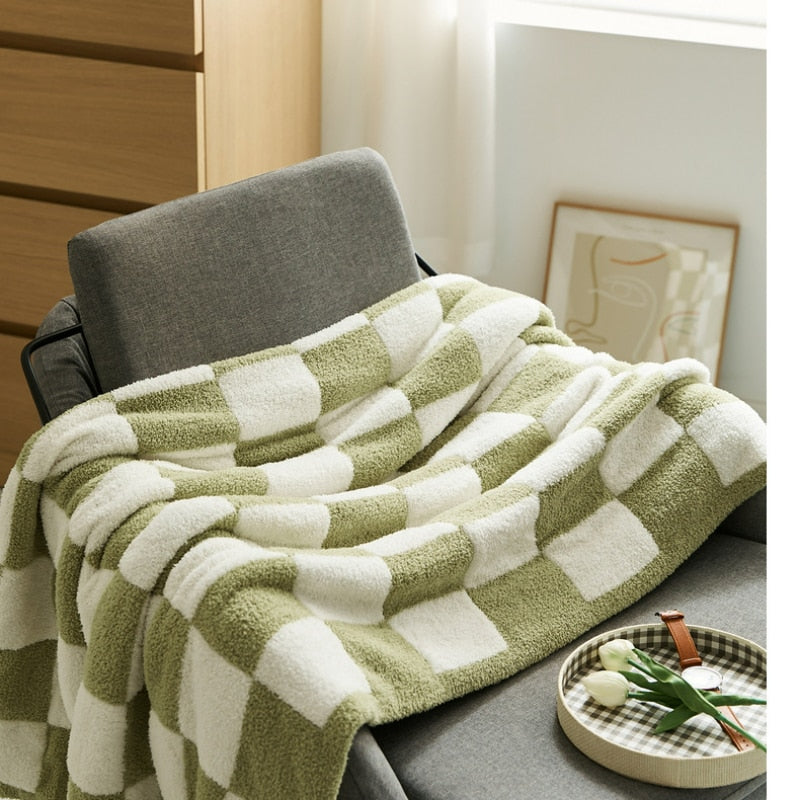 Cozy Checker Blanket | Throw Blanket | Knitted Blanket