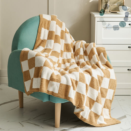 Cozy Checker Blanket | Throw Blanket | Knitted Blanket