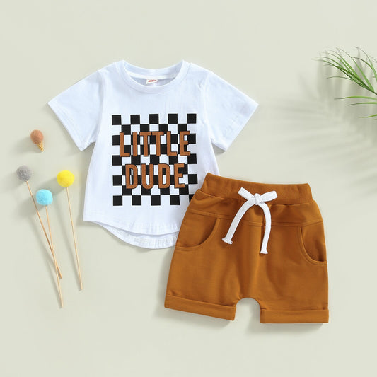 Little Dude Checker Set | Summer Outfits | Short Sleeve T-Shirts | Top