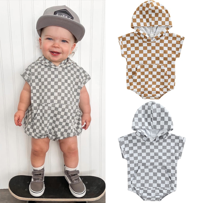 Cotton Checker Romper | Infant Romper | Fleece Romper