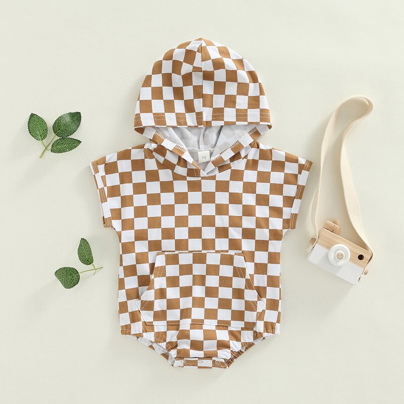 Cotton Checker Romper | Infant Romper | Fleece Romper