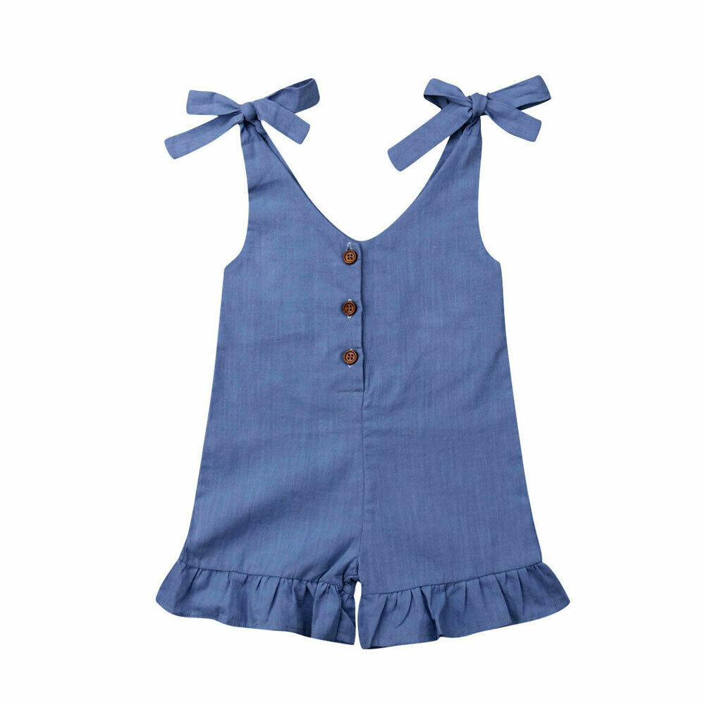 Cotton Linen Ruffle Romper | Girls Baby Clothing | Toddler Girl Romper