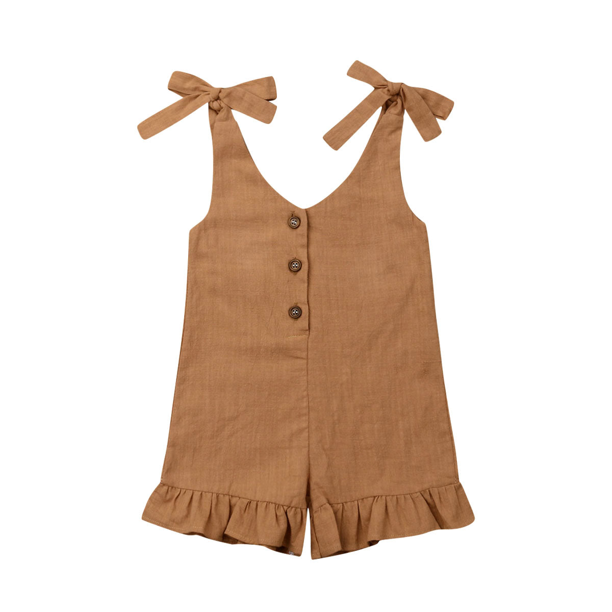 Cotton Linen Ruffle Romper | Girls Baby Clothing | Toddler Girl Romper