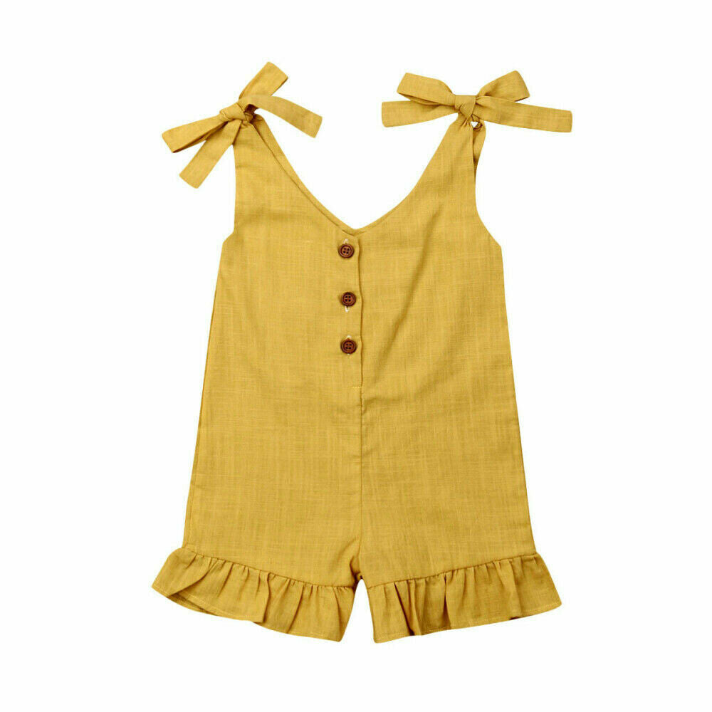 Cotton Linen Ruffle Romper | Girls Baby Clothing | Toddler Girl RomperCotton Linen Ruffle Romper | Girls Baby Clothing | Toddler Girl Romper