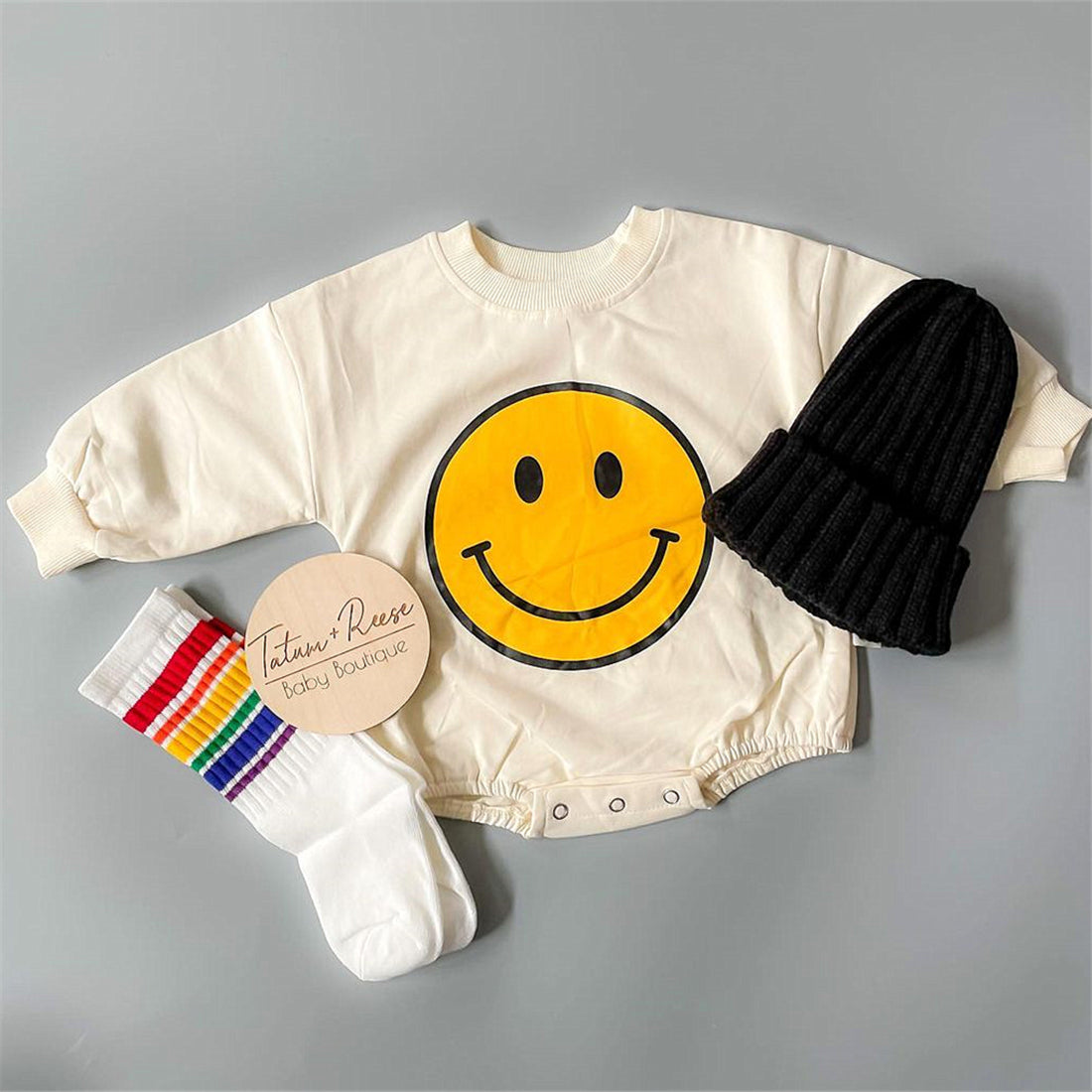 Smile Long Sleeve Romper 1/pcs