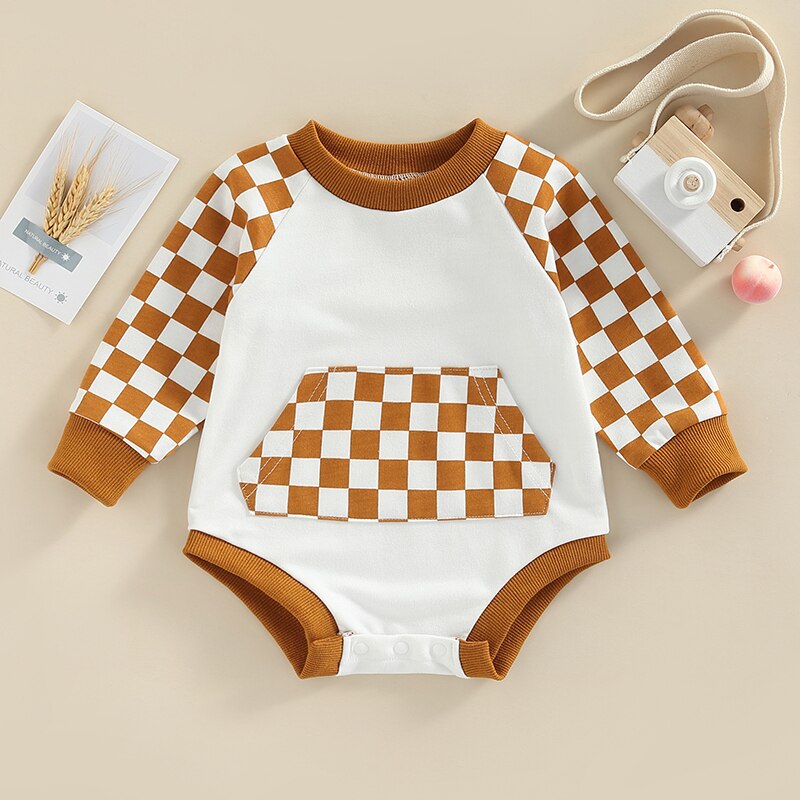 Checker Romper - Long Sleeve