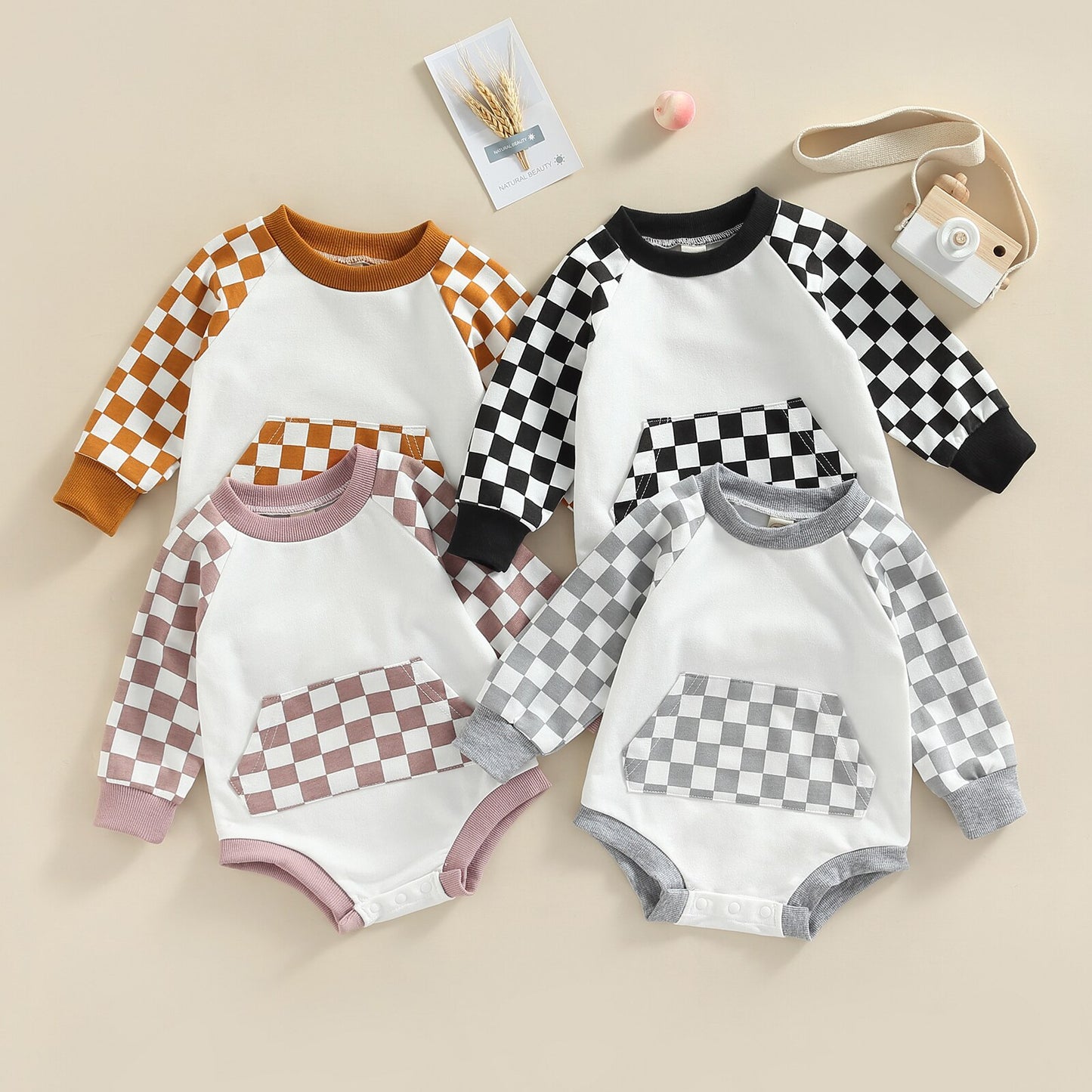 Checker Romper - Long Sleeve