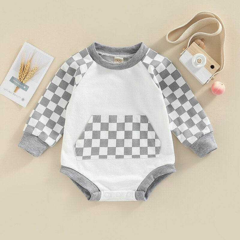 Checker Romper - Long Sleeve