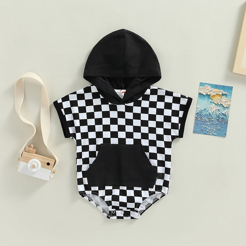 Checker Baby Onesie with Hood