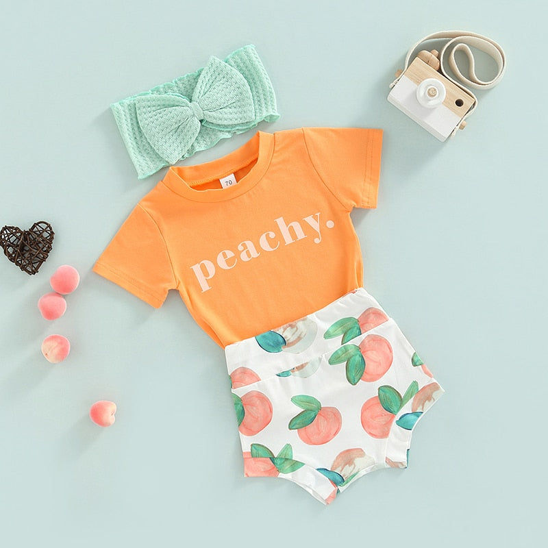 Cotton 3 Piece Baby Set |Baby Girl 's Tops | Short Sleeve T-Shirt