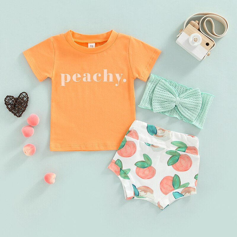 Cotton 3 Piece Baby Set |Baby Girl 's Tops | Short Sleeve T-Shirt