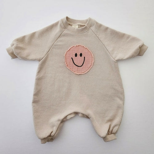 Smiley Face - Terry Cotton Baby Romper | Newborn romper