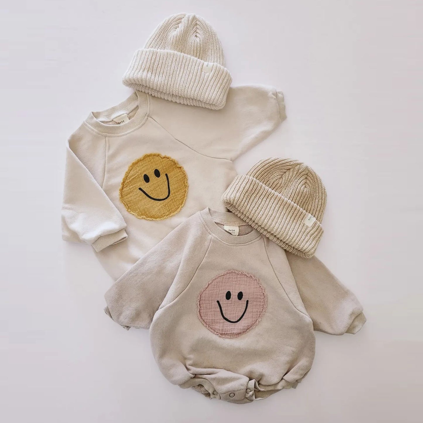Smiley Face - Terry Cotton Baby Romper