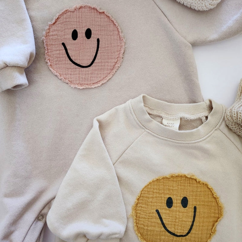 Smiley Face - Terry Cotton Baby Romper